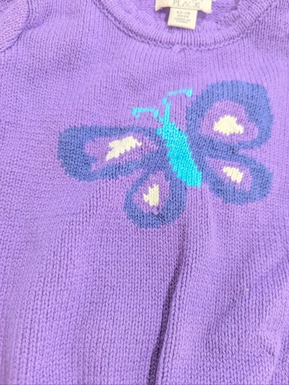 The Children's Place Purple Butterfly Crew Neck Sweater Sz 12-18 Mo *NWOT
